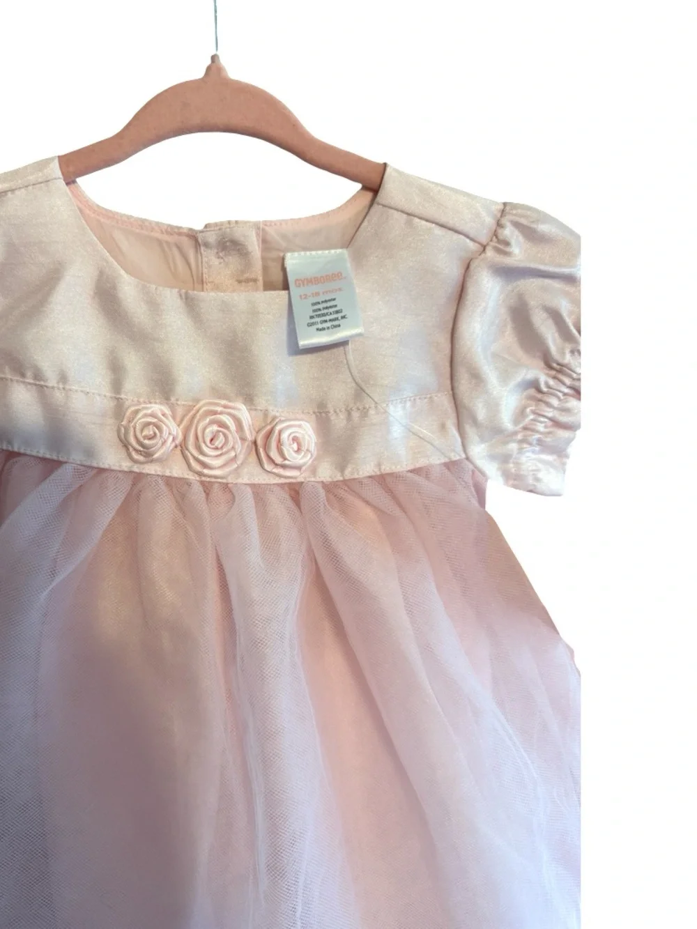Gymboree Pink Tulle Floral Dress Toddler Girls 12-18M Short Sleeve Formal NWT